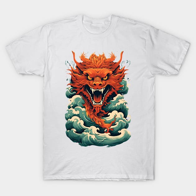 Chinese red Dragon T-Shirt by FK-UK